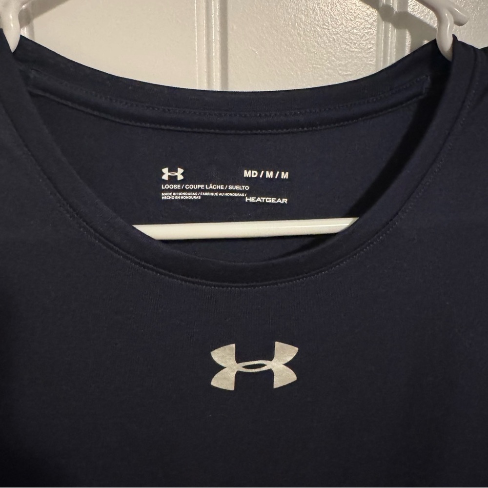 Under Armour Men’s Medium Dark Blue Short Sleeve HeatGear T-Shirt - Picture 3 of 8